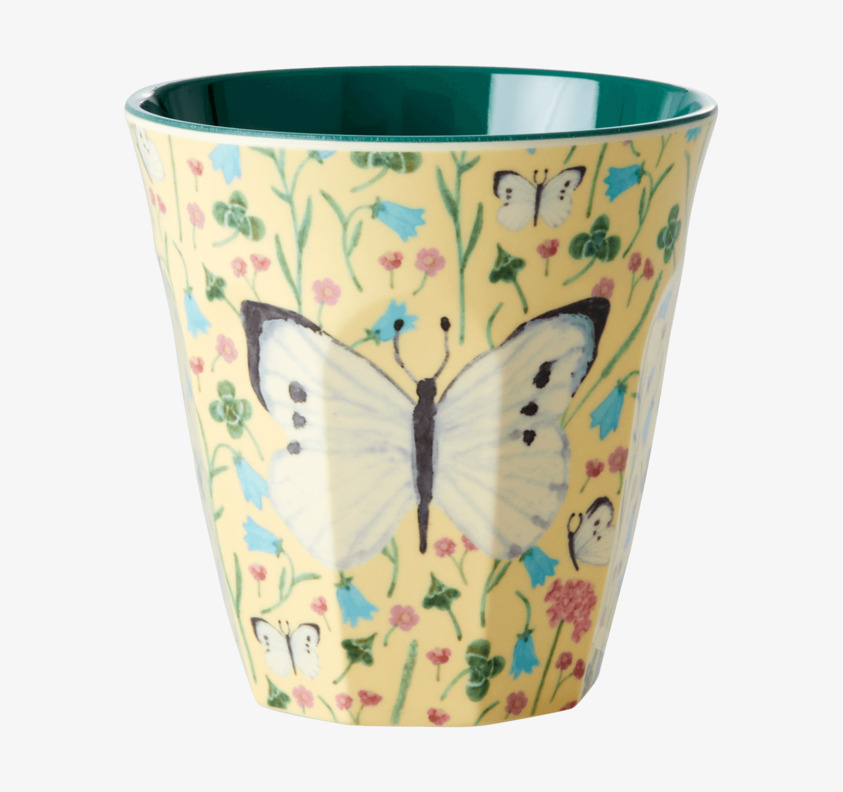 Mugg Sweet Butterfly Print Creme från Rice med fjärilar