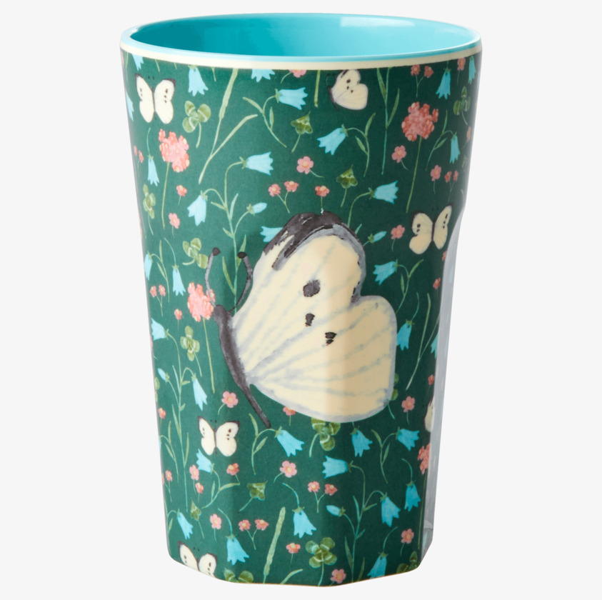 Mugg Latte Sweet Butterfly Print Green från Rice, grön mugg