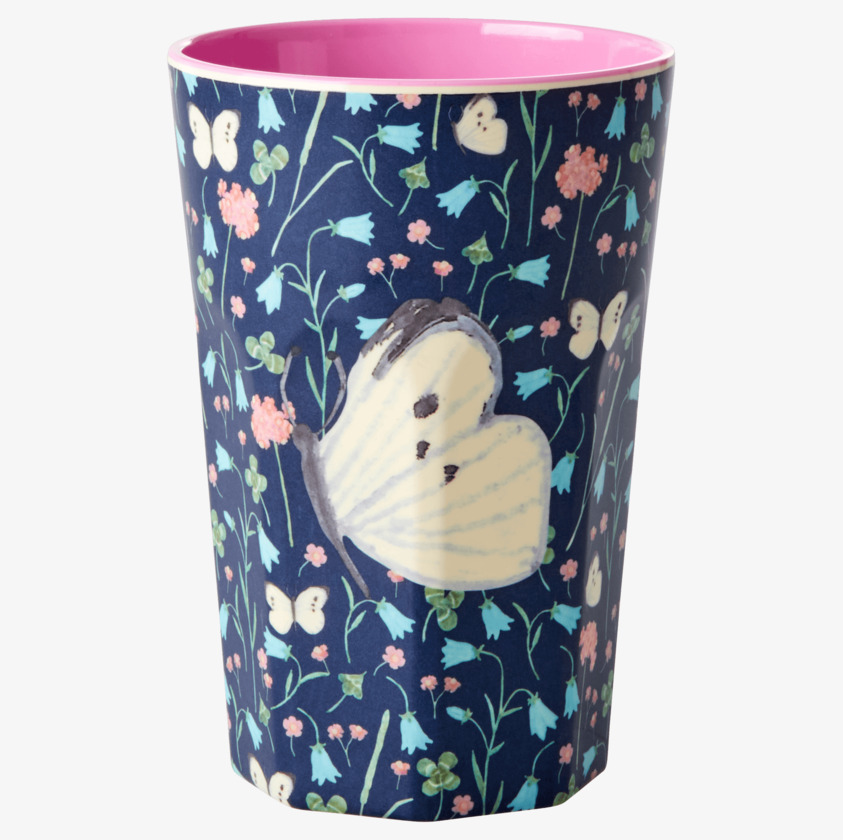 Mugg Latte Sweet Butterfly Print Midnight Blue från Rice