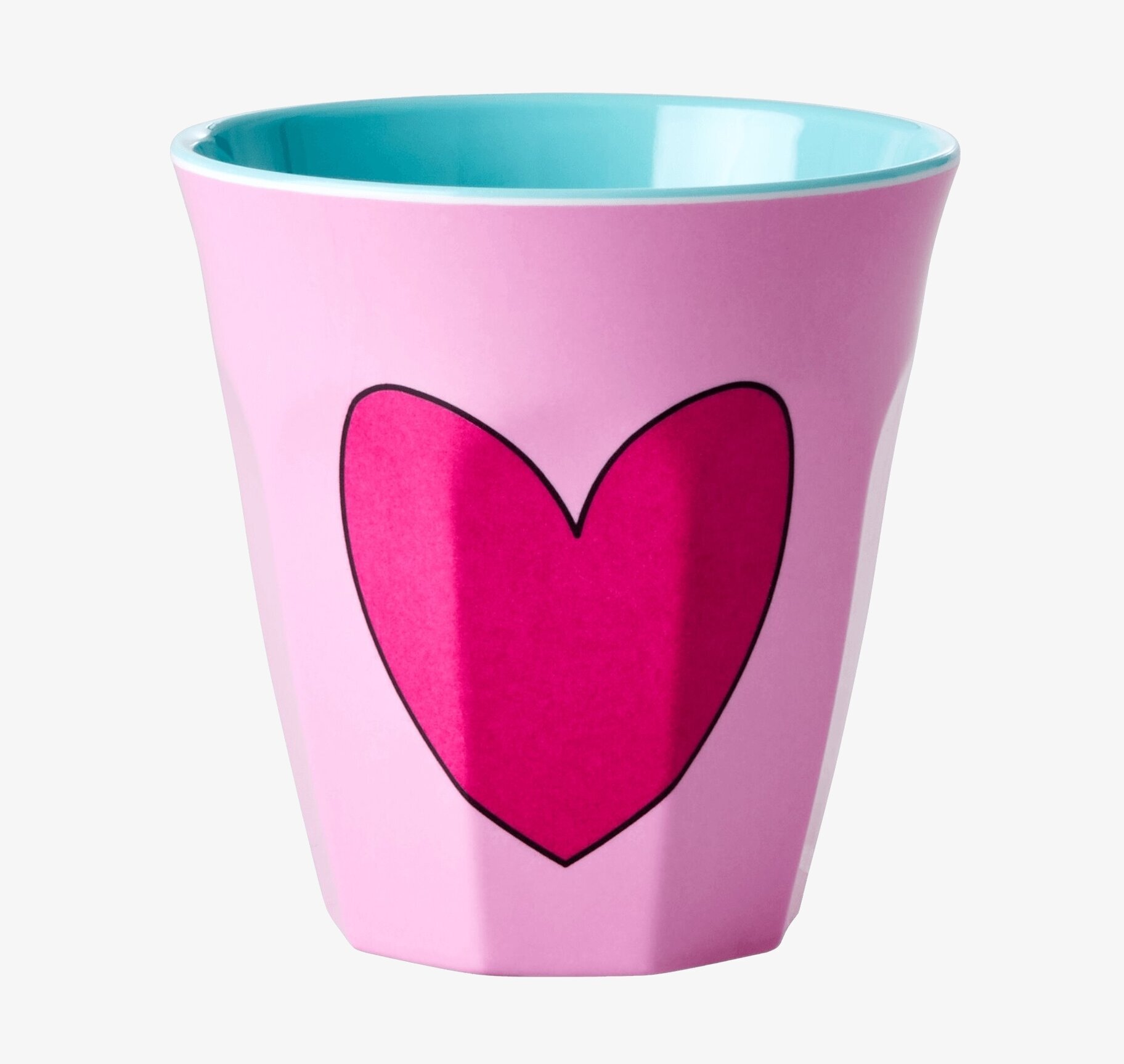 Mugg Heart Print från Rice med rosa hjärta och turkos insida