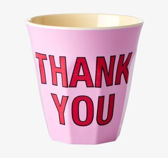 Mugg Thank You Print från Rice med rosa och röd design