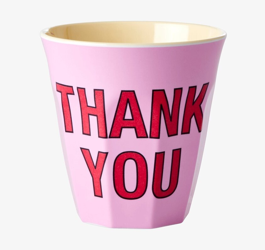 Mugg Thank You Print från Rice med rosa och röd design
