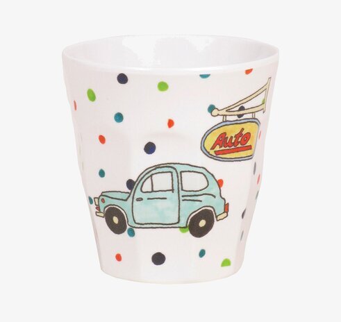 Mugg Fordon Barn från Rice med blå bil och färgglada prickar