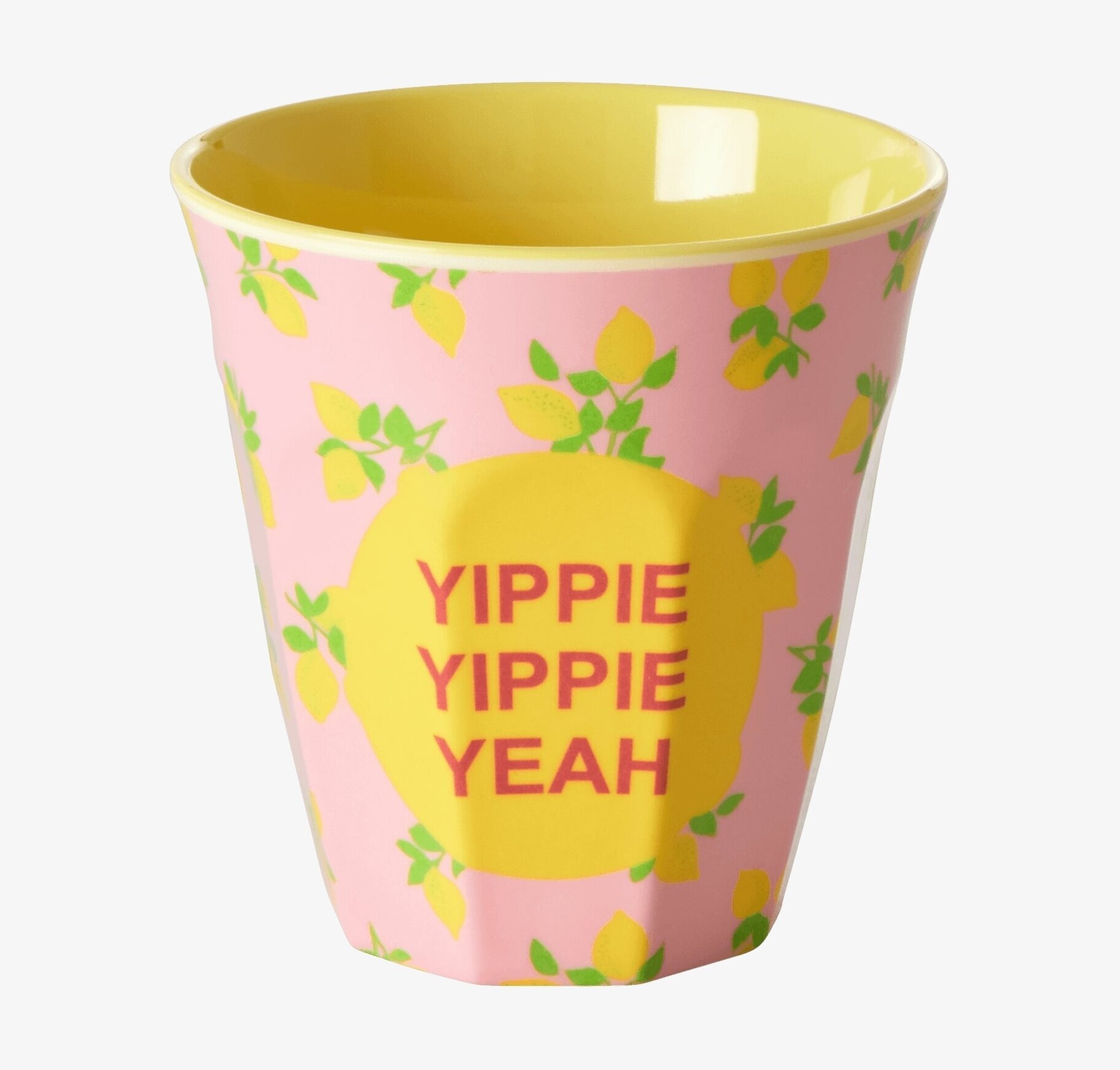 Mugg Lemon Print från Rice med rosa yta och citronmönster