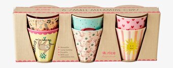 Små Muggar 6-Pack, Funky Pink Prints från Rice i melamin