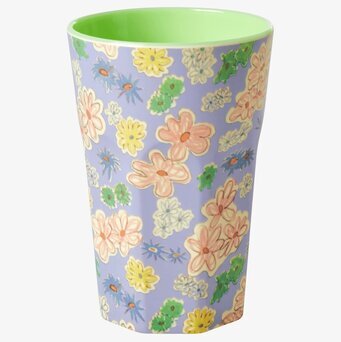 Mugg Latte Flower Painting Print från Rice med blommönster