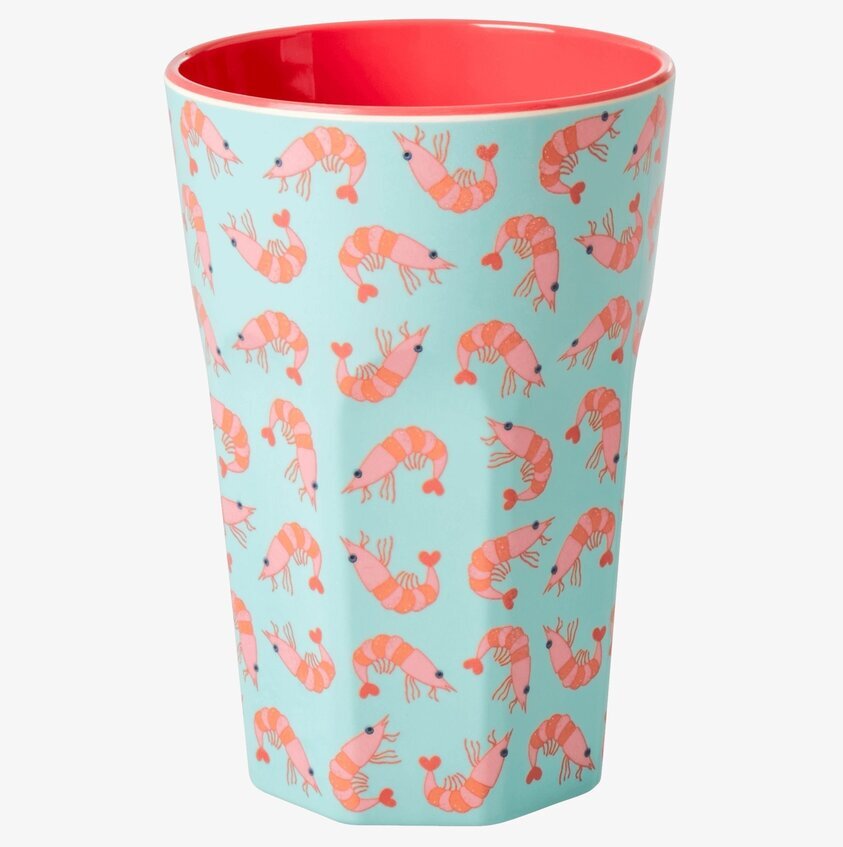 Mugg Latte Shrimp Print från Rice med färgglatt räkmotiv