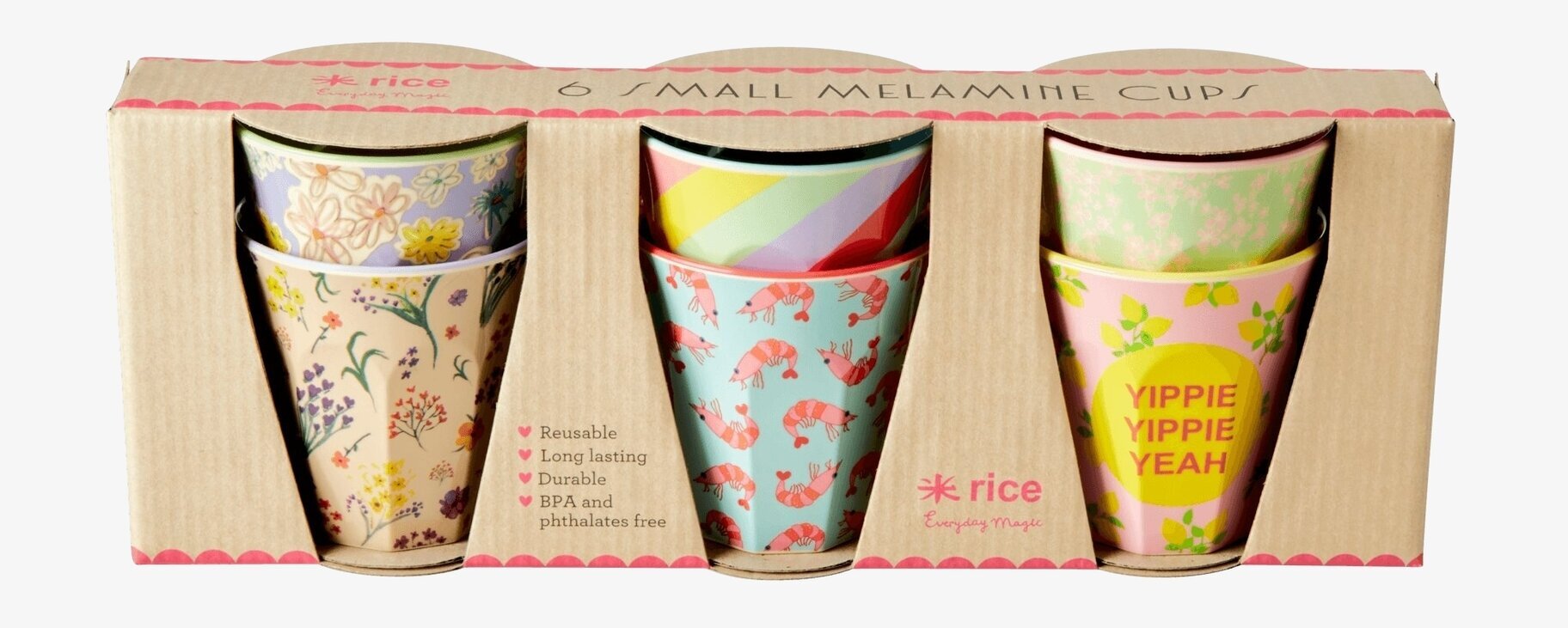 Små Muggar 6-Pack, Yippie Yippie Yeah Prints från Rice