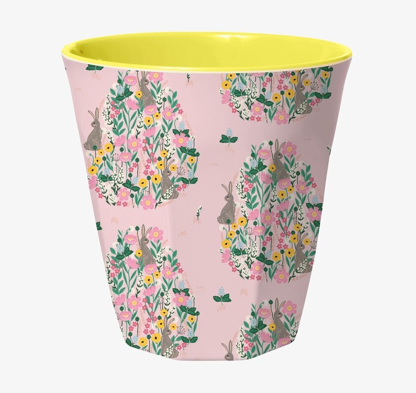 Mugg Soft Pink Bunny Print från Rice med kaniner och blommor