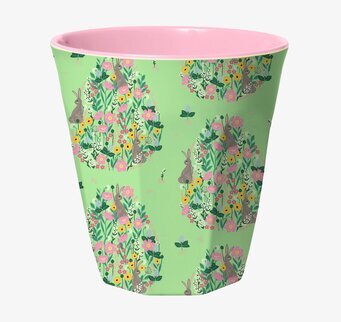 Mugg Soft Green Bunny Print från Rice med kaniner och blommor