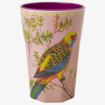Mugg Latte Budgie Print från Rice med färgglatt fågelmotiv