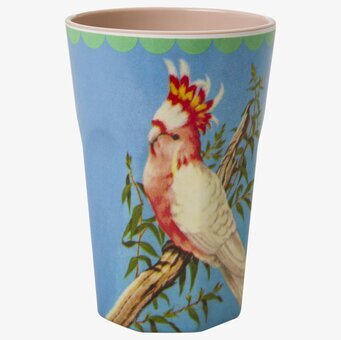Mugg Latte Cockatoo Print Rice Melaminmuggar Lattemuggar i melamin Melaminkoppar
