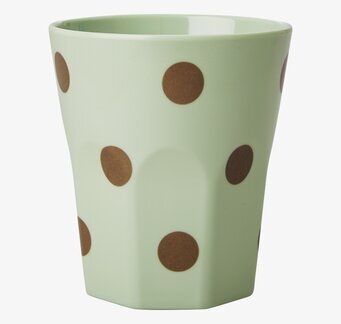 Stor Mugg Pastellgrön Gold Polka Dots från Rice, keramik