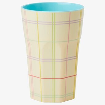 Mugg Latte Multicolored Check Print från Rice med färgglatt mönster
