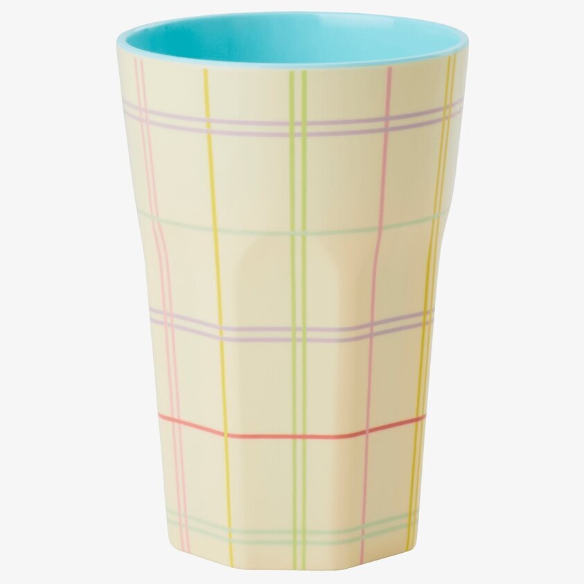 Mugg Latte Multicolored Check Print från Rice med färgglatt mönster