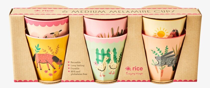 Muggar Medium 6-Pack, Pink Farm Prints från Rice