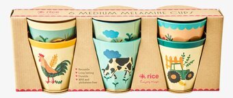 Muggar Medium 6-Pack, Blue Farm Prints från Rice i kartong