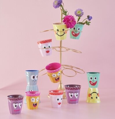 Rice Muggar Medium 6-Pack Face Print med färgglada ansikten