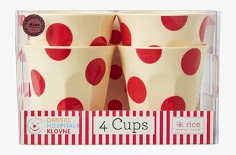 Medium muggar Cream With Red Dots från Rice, 4-pack