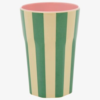 Mugg Latte Green Stripe Print från Rice med gröna ränder