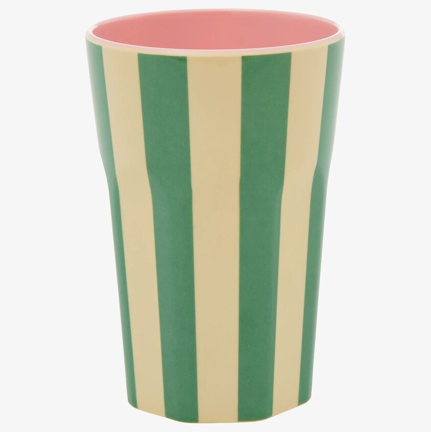 Mugg Latte Green Stripe Print från Rice med gröna ränder