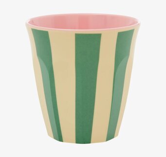 Melaminmugg Green Stripe Print från Rice med gröna ränder