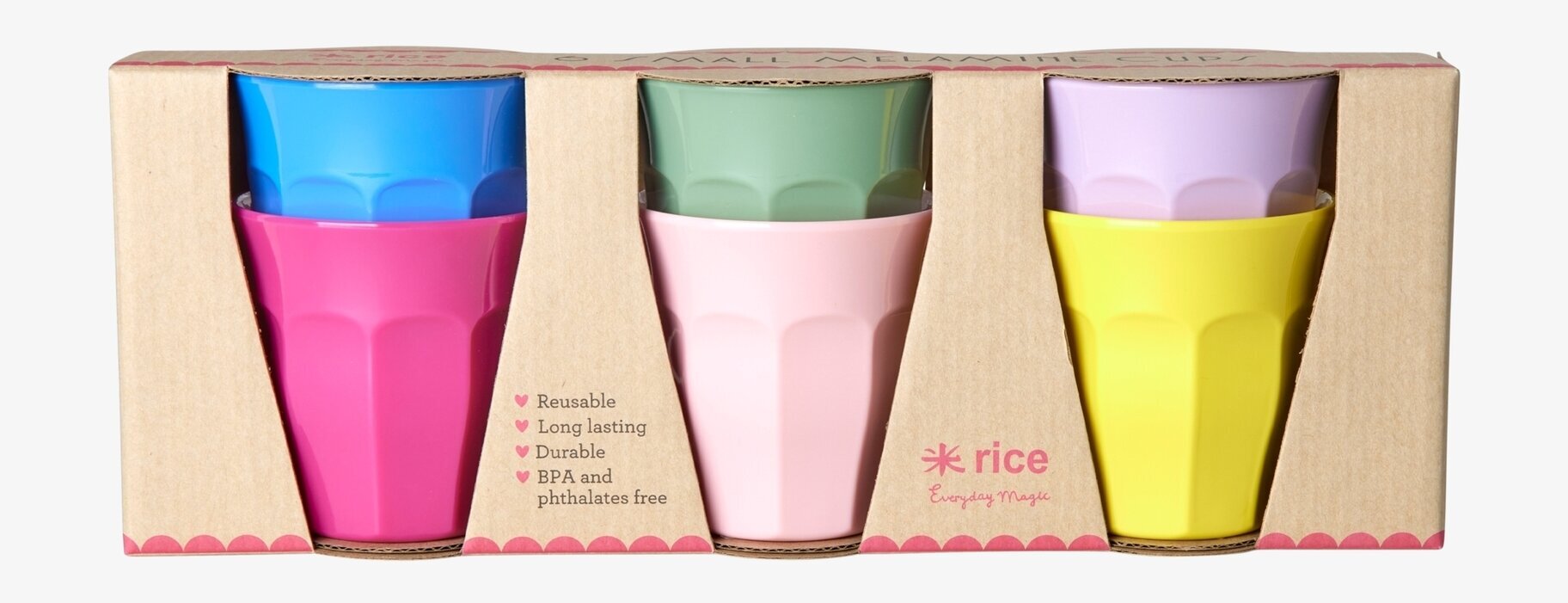 Små Muggar 6-pack - Flower Me Happy från Rice, färgglada