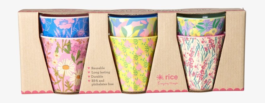 Små Muggar 6-pack - Flower Me Happy från Rice i kartong