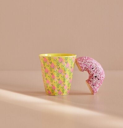 Melaminmugg Sunny Days Print från Rice med rosa munk