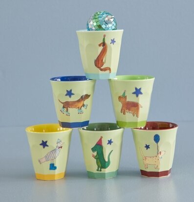 Små Muggar 6-Pack - Animals Green Prints från Rice