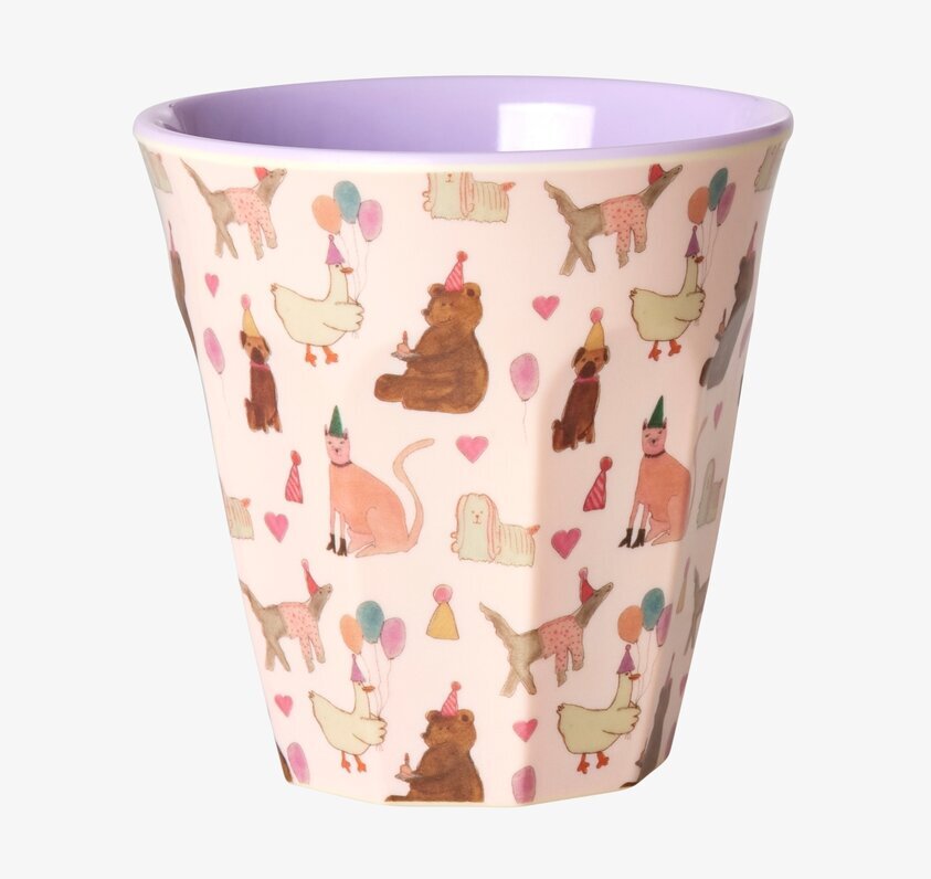 Melaminmugg Animal Lavender Print från Rice med djurmönster