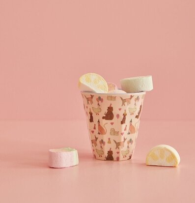 Melaminmugg Animal Lavender Print från Rice med skumgodis