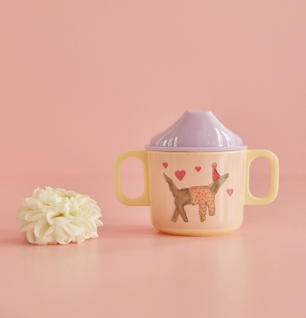 Babykopp Lavender Animal Print från Rice med två handtag