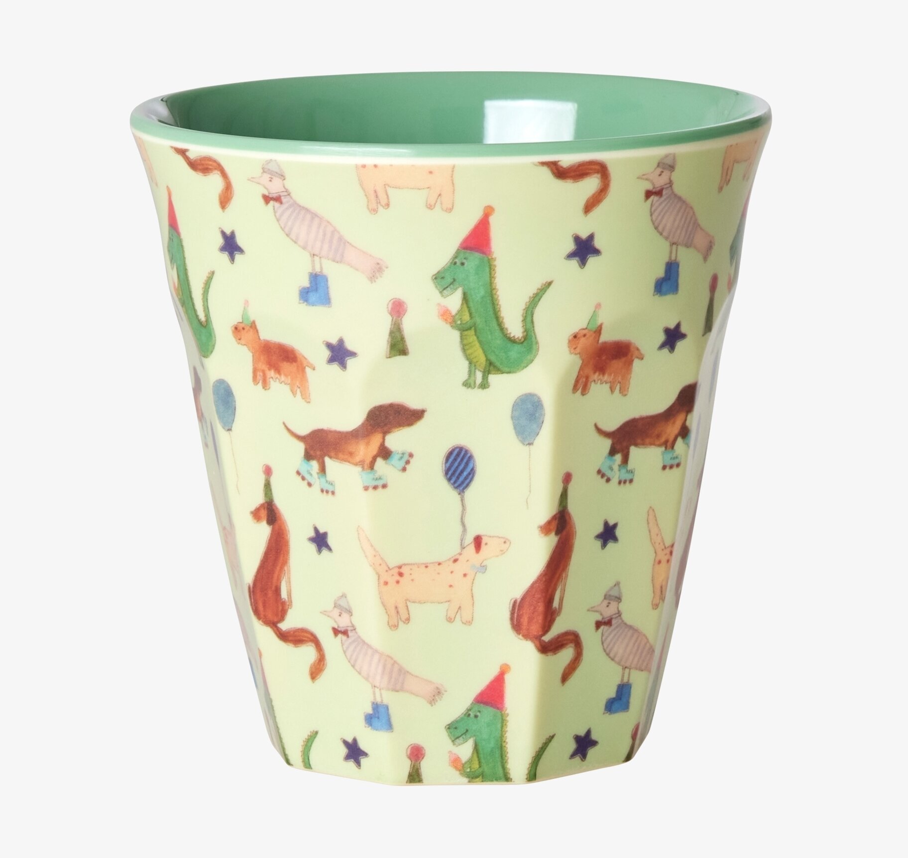 Melaminmugg Animal Green Print från Rice med djurmönster