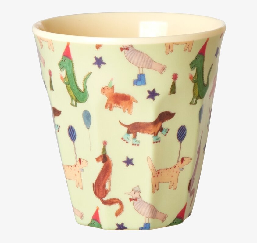 Barnmugg Animal Green Print från Rice med djurmotiv