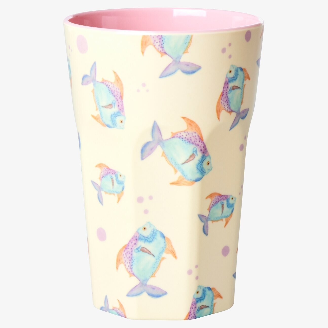 Mugg Latte Fish Cream Print från Rice med fiskmönster