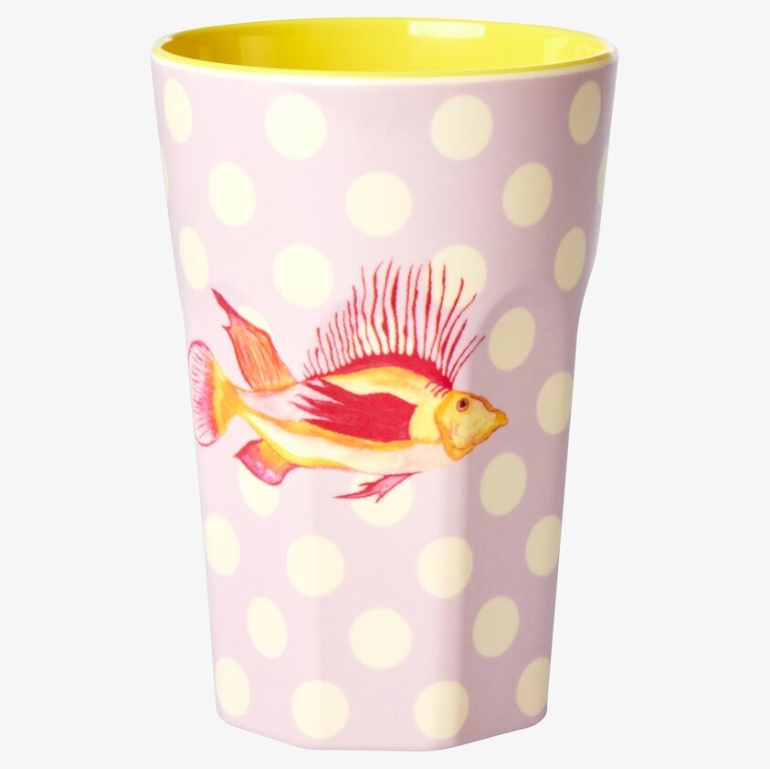 Mugg Latte Fish Lavender Print från Rice, lavendel och gul