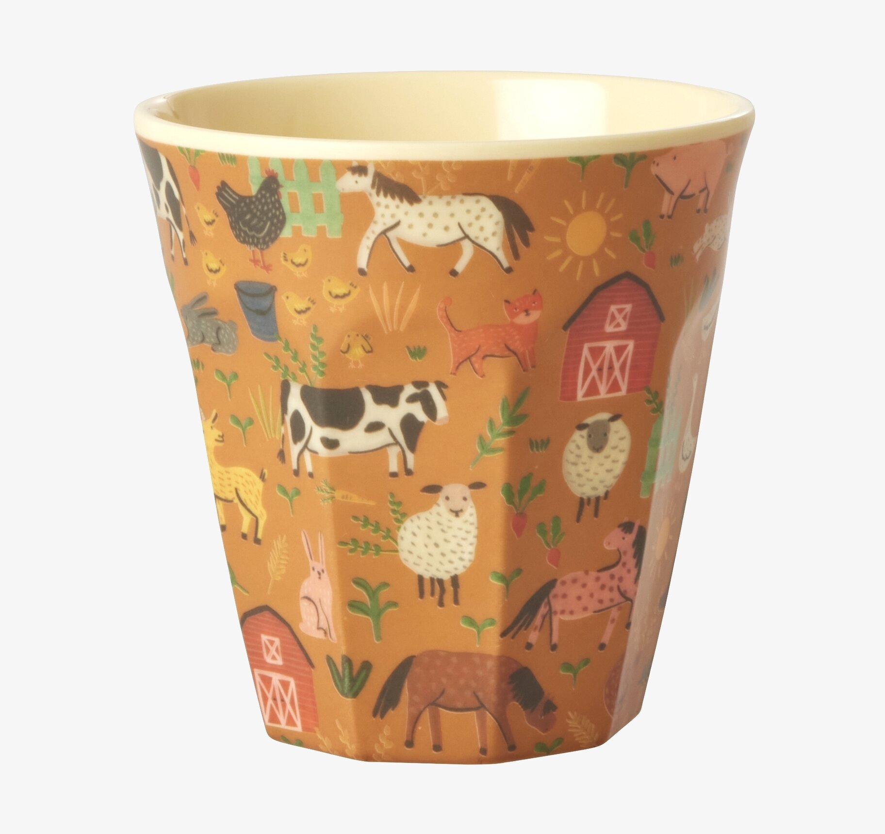 Melaminmugg Farm Print från Rice med lantliga djurmotiv