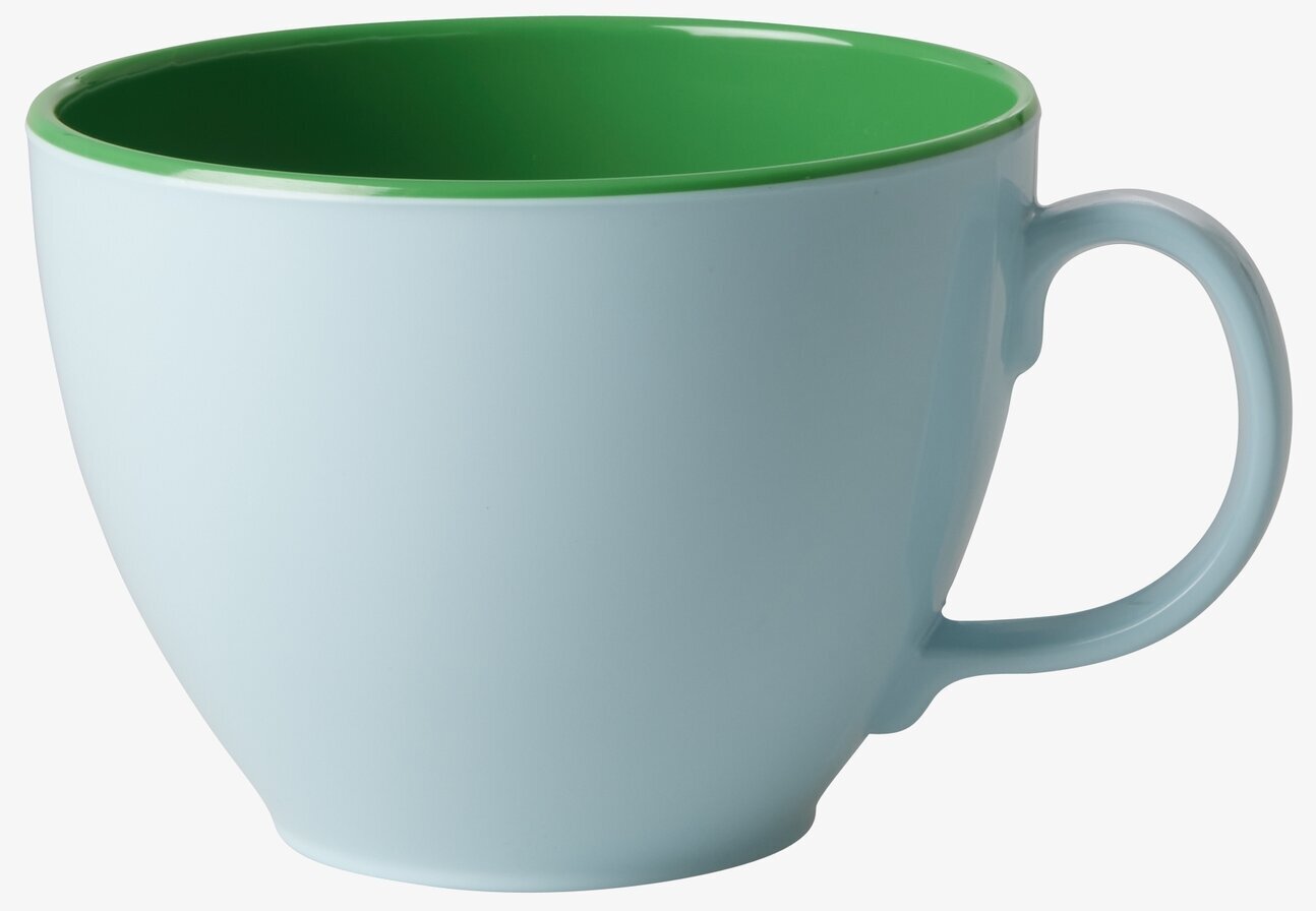 Melamin Jumbomugg Blå/Grön från Rice med blå utsida