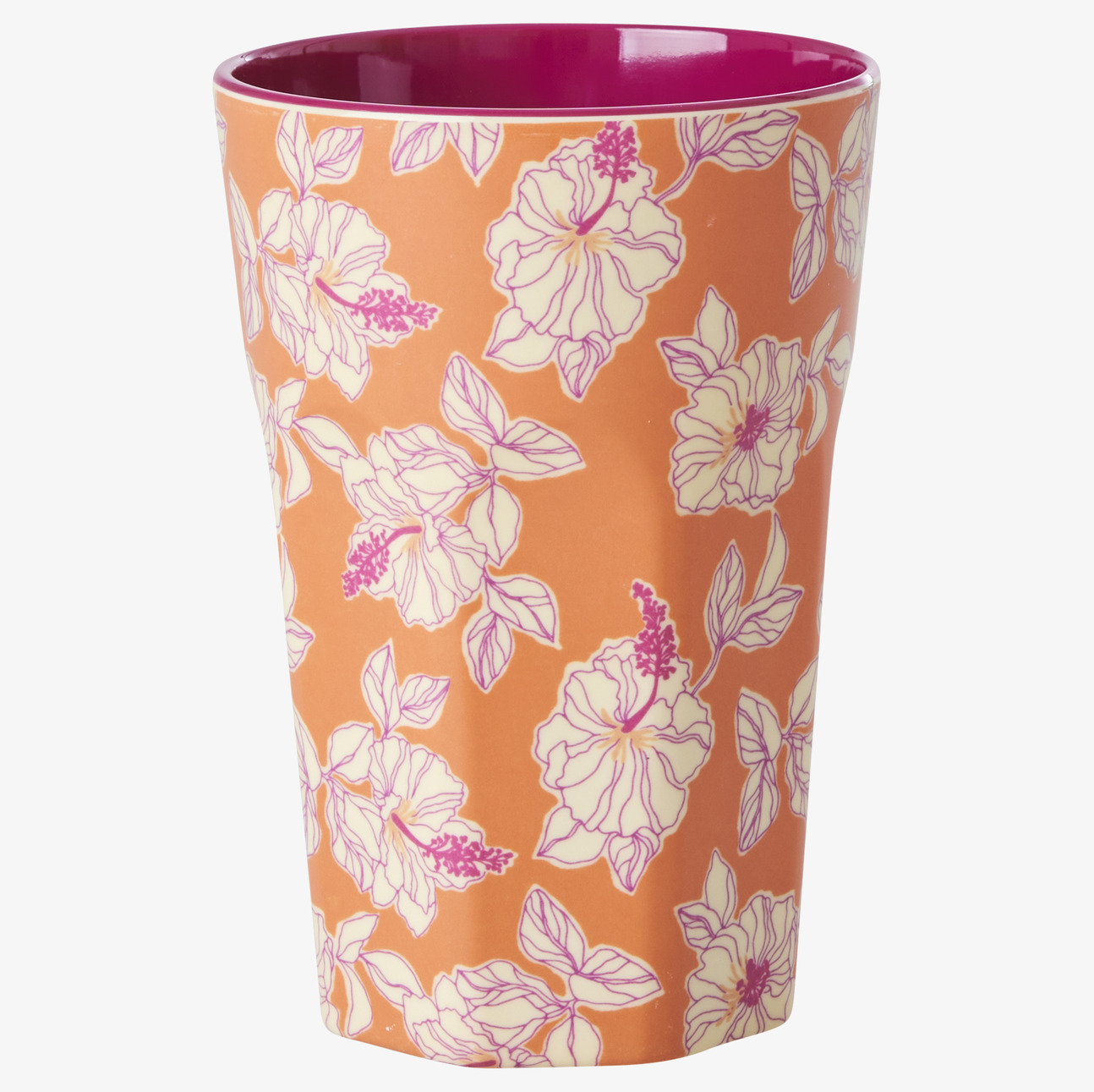 Mugg Latte Faded Hibiscus Print från Rice med tropiskt mönster