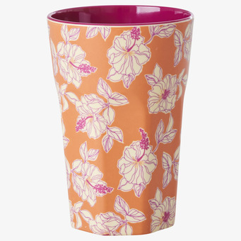 Mugg Latte Faded Hibiscus Print från Rice med tropiskt mönster