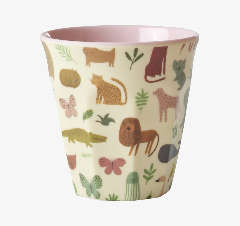 Liten Mugg Sweet Jungle Print Pink från Rice med djungelmönster