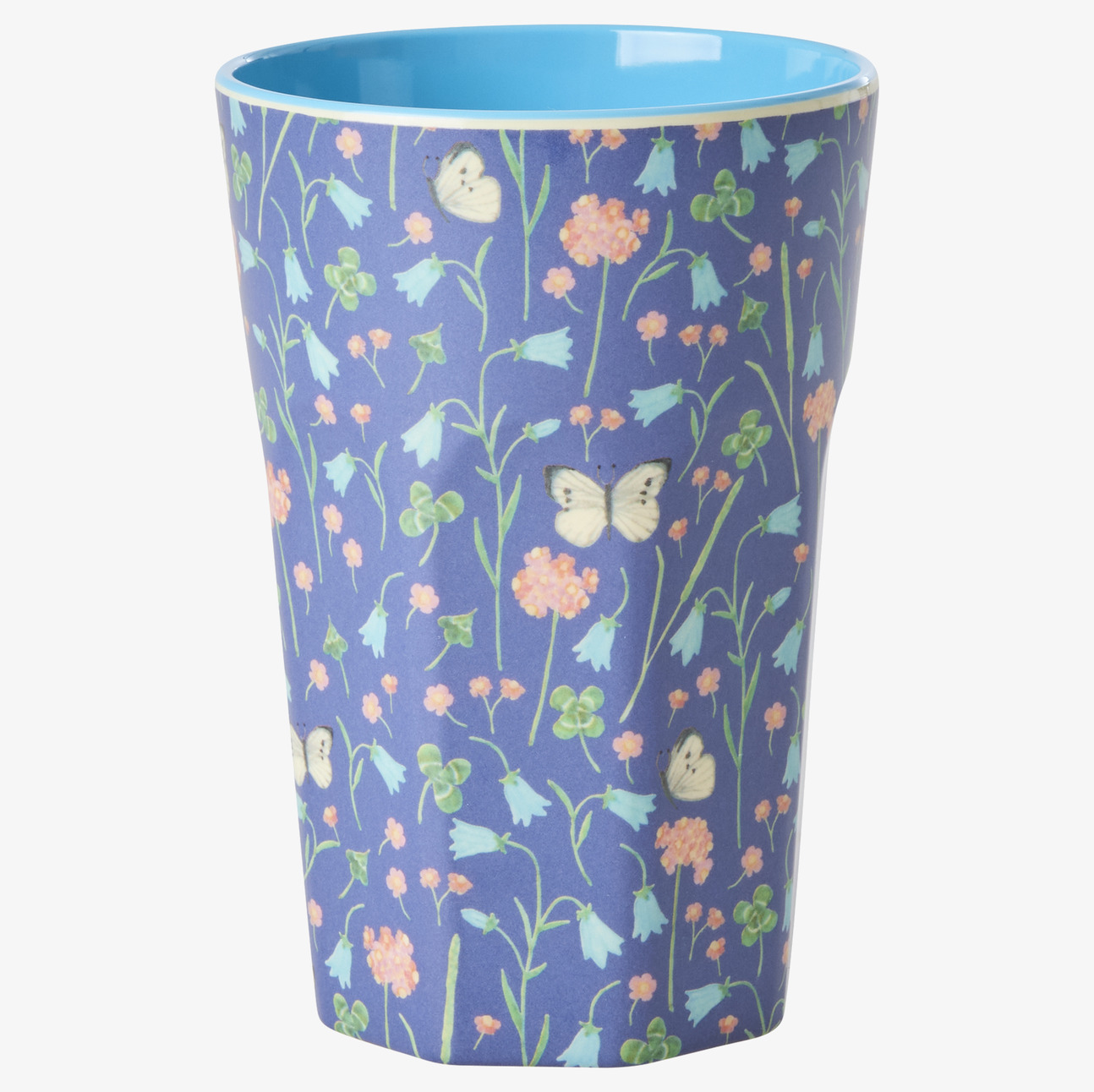 Mugg Latte Butterfly Field Print från Rice med blommor och fjärilar