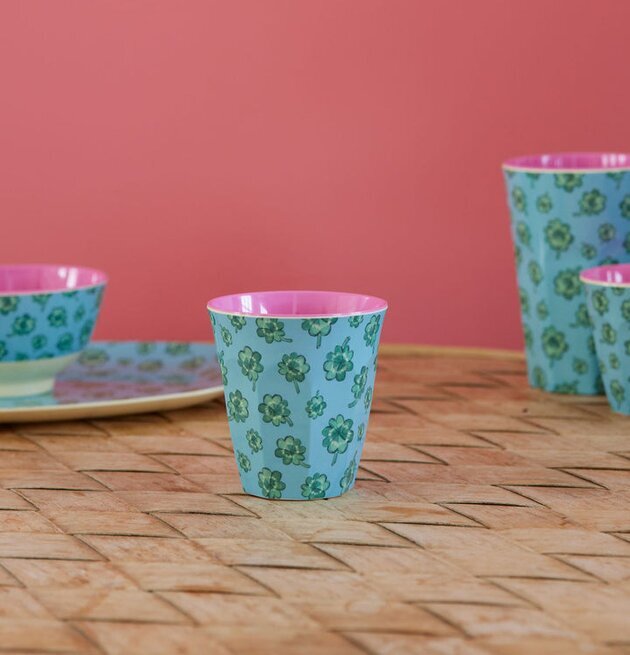 Melaminmugg Good Luck Print från Rice med blommönster