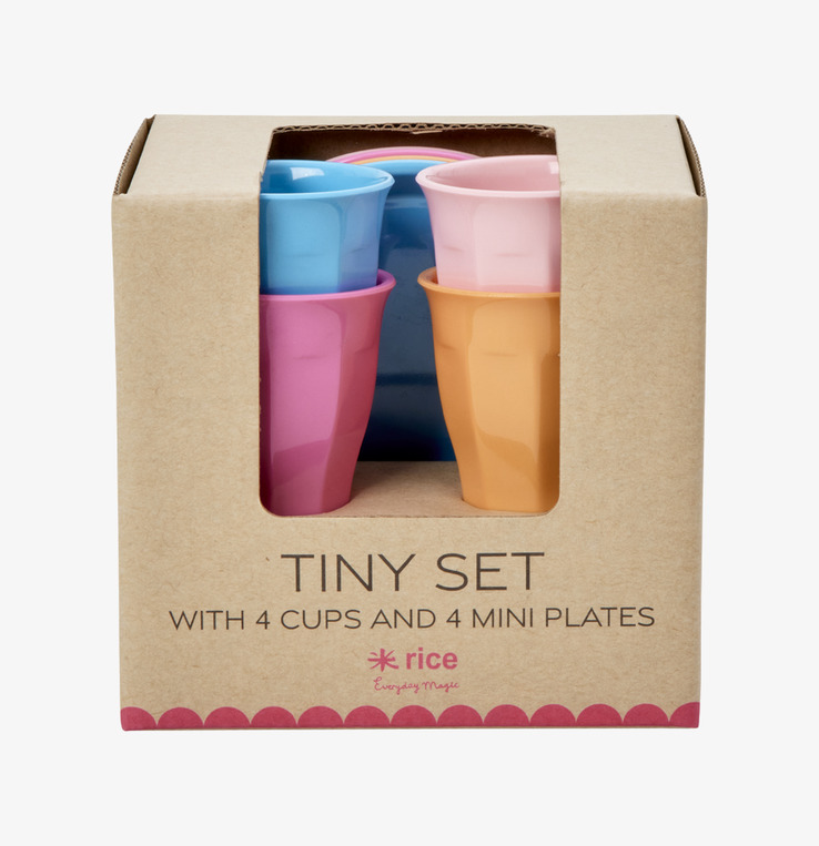Giftbox - Mugg/Fat Melamin Set/4 från Rice i färgglada toner
