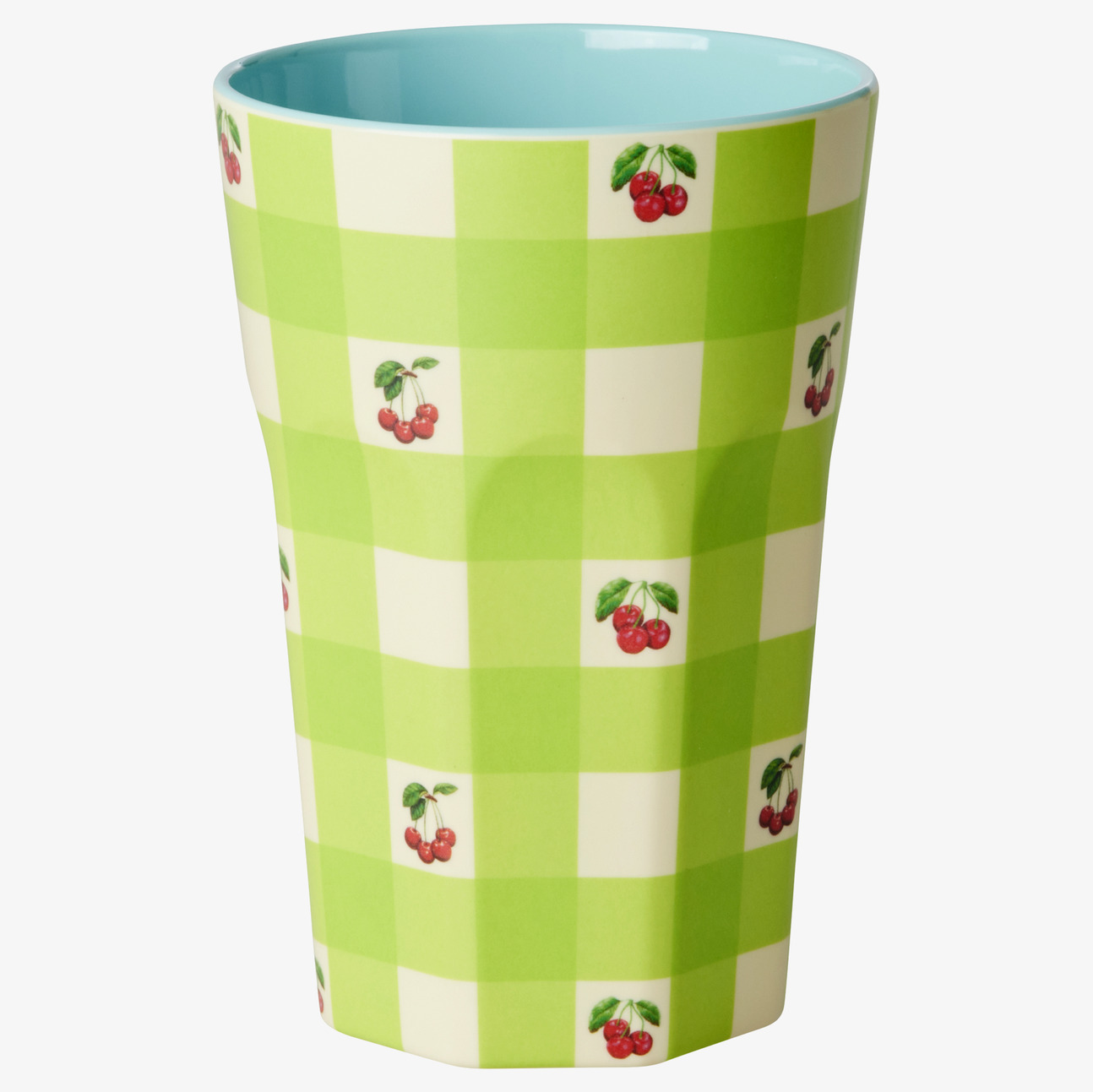 Mugg Latte Love Therapy Cherry Print från Rice, grön rutig