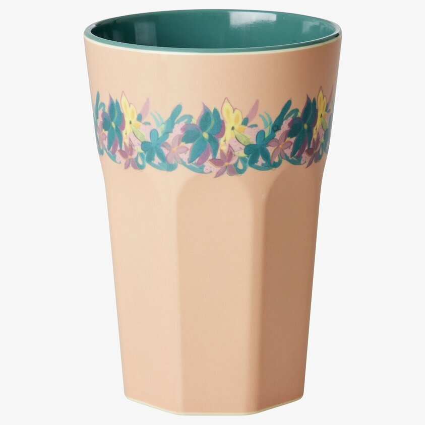 Mugg Latte Hilma Forever Print från Rice med blommönster
