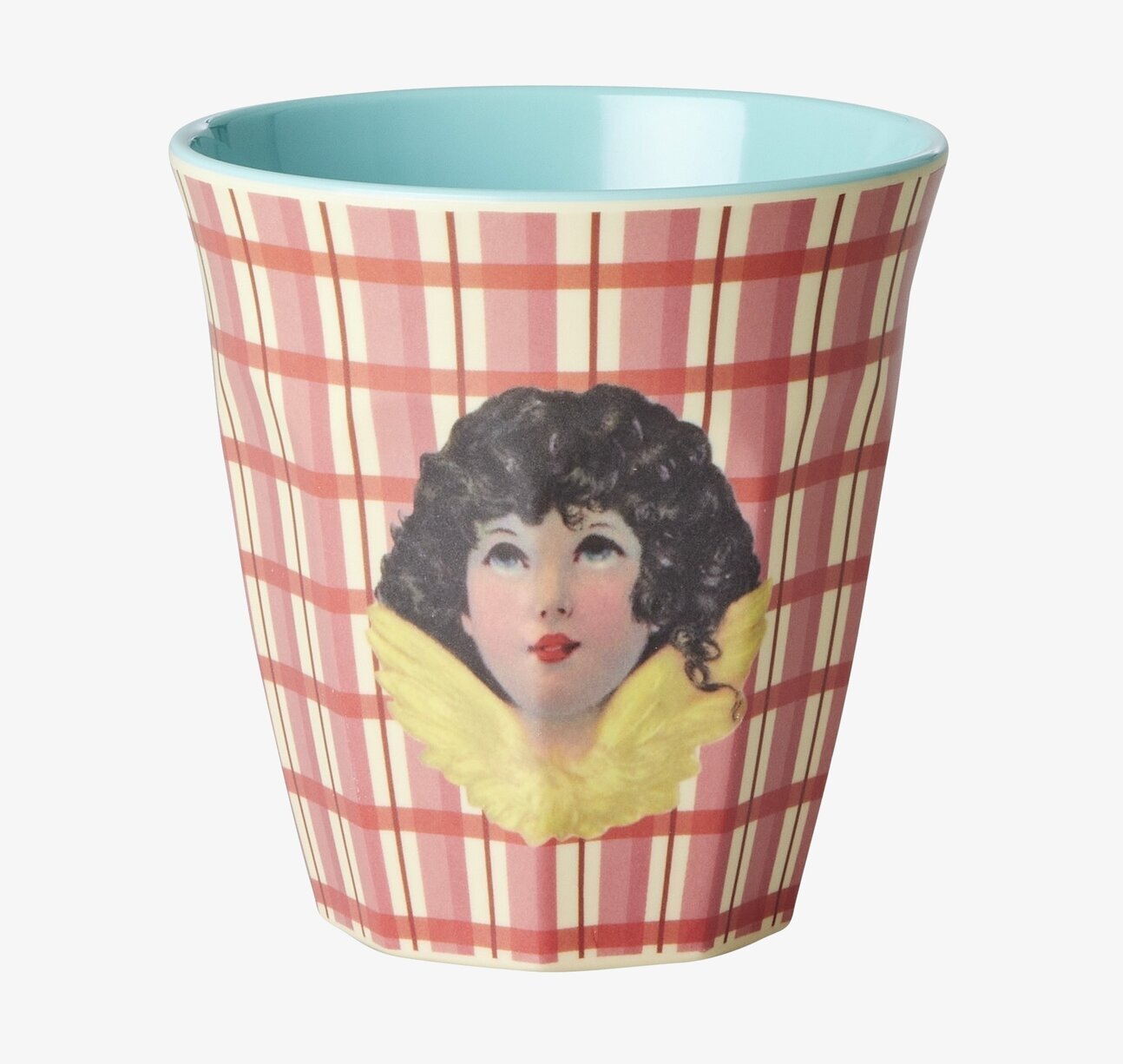 Melaminmugg Angel Print från Rice med ängelmotiv och rutor