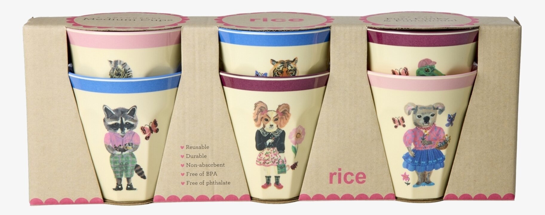 Muggar Medium 6-Pack - Nathalie L'ete Print Rice Melaminmuggar Lattemuggar i melamin Melaminkoppar