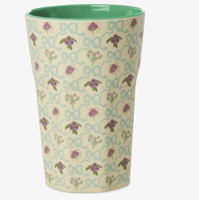 Mugg Latte Bow & Bouquet Print Rice Melaminmuggar Lattemuggar i melamin Melaminkoppar